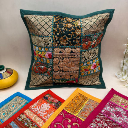 Small Multi Color Cushion Cover Set of 5 (12 x 12 inches)