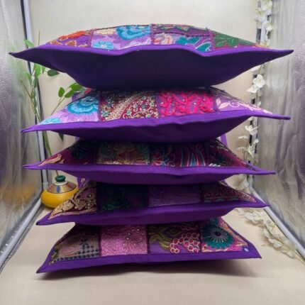 Purple Cushion Cover Set of 5 (16 x 16 inches)