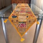Yellow V shape Table Runner and 4 Mats Set - Image 4