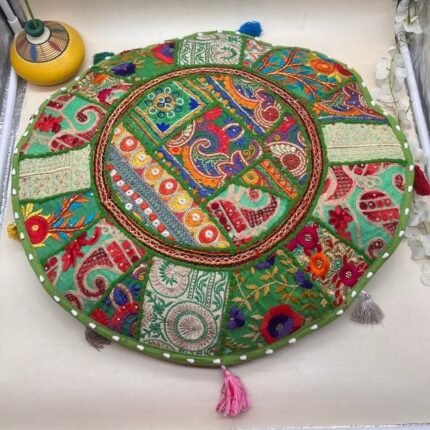 Khambadiya Boho Chakra Round Cushion Cover 22 x 22 Inch