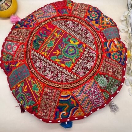 Khambadiya Chakra Bloom Round Cushion Cover 22 x 22 Inch