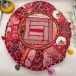 Khambadiya Gul Golak Round Cushion Cover 22 x 22 Inch