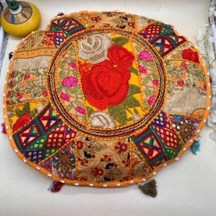 Khambadiya Mandala Mood Round Cushion Cover 22 x 22 Inch