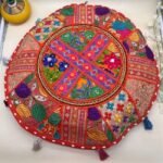 Khambadiya Pankh Chakra Round Cushion Cover 22 x 22 Inch
