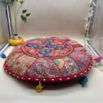 Khambadiya Patang Phool Round Cushion Cover 22 x 22 Inch - Image 2