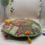 Khambadiya Rang Ras Round Cushion Cover 22 x 22 Inch - Image 2