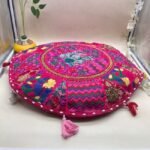 Khambadiya Tassel Tikki Round Cushion Cover 22 x 22 Inch - Image 2