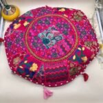 Khambadiya Tassel Tikki Round Cushion Cover 22 x 22 Inch