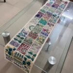 Ivory Green Table Runner and 6 Mats Set - Image 3