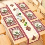 Gulabi Belvatika 7-Piece Dining Table Set (Table Runner and 6 Mats)
