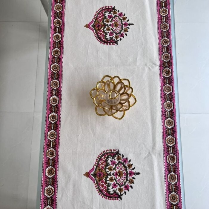 Gulabi Belvatika Table Runner – Pink Vine - Image 4