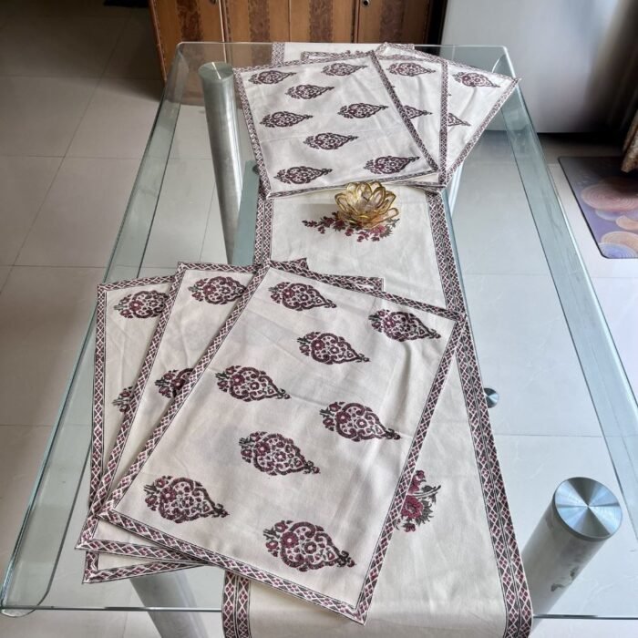 Gulnaar Paisley Dining Collection (Table Runner and 6 Mats) - Image 2
