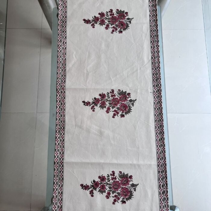 Gulnaar Paisley Heritage Hand Block Printed Cotton Table Runner - Image 3