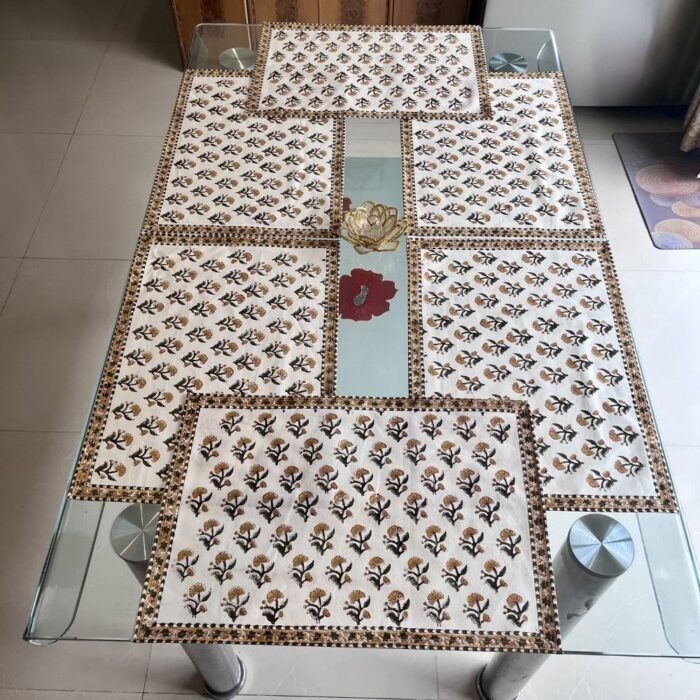 Kesar Bootidar 7-Piece Dining Table Set (Table Runner and 6 Mats) - Image 6
