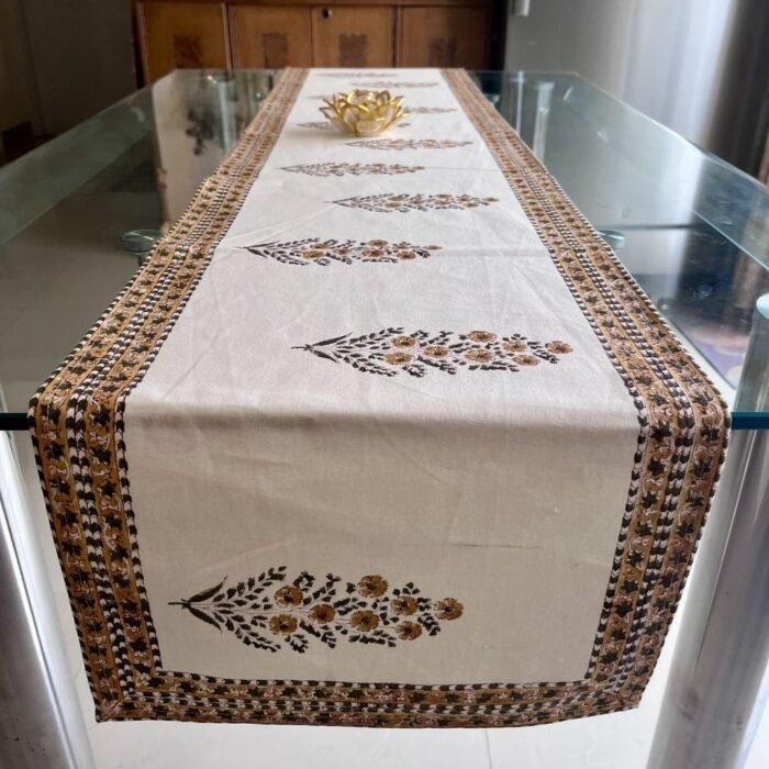 Kesar Bootidar Hand Block Printed Cotton Table Runner - Image 3