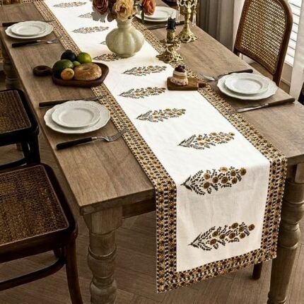 Kesar Bootidar Hand Block Printed Cotton Table Runner