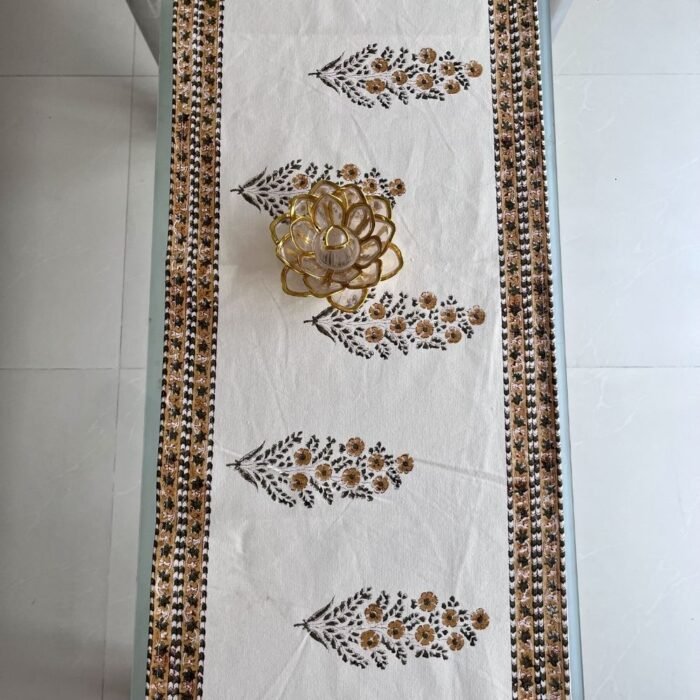 Kesar Bootidar Hand Block Printed Cotton Table Runner - Image 2