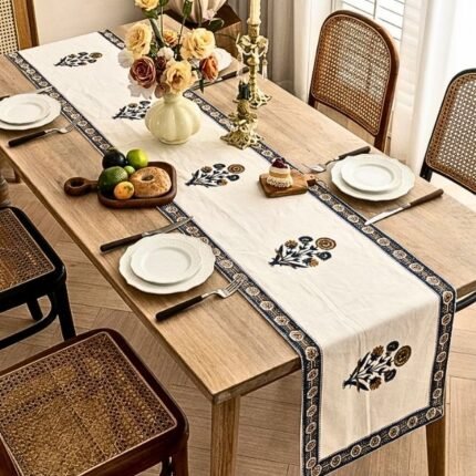 Neel Aangan Hand Block Printed Cotton Table Runner