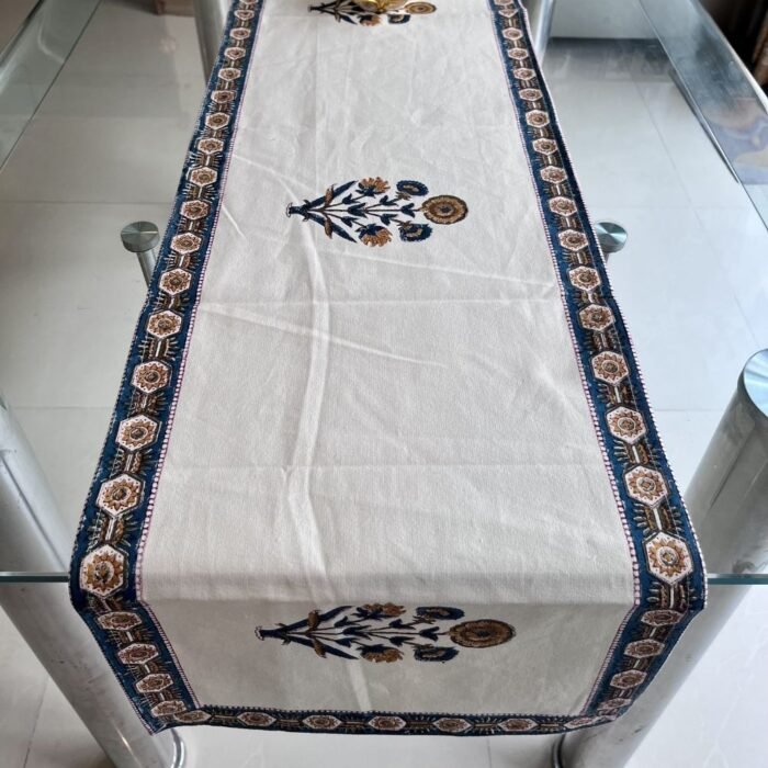 Neel Aangan Hand Block Printed Cotton Table Runner - Image 2