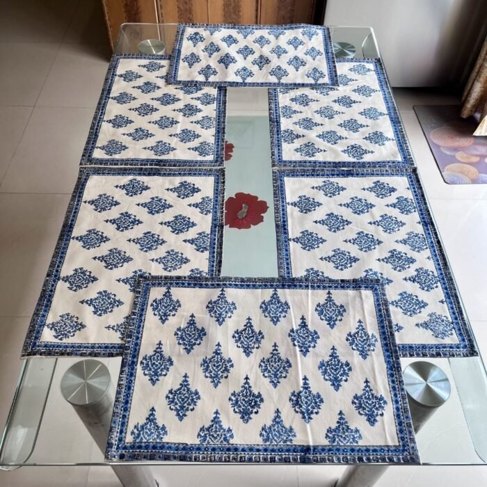 Neel Darbar Buti 7-Piece Dining Table Set (Table Runner and 6 Mats) - Image 6