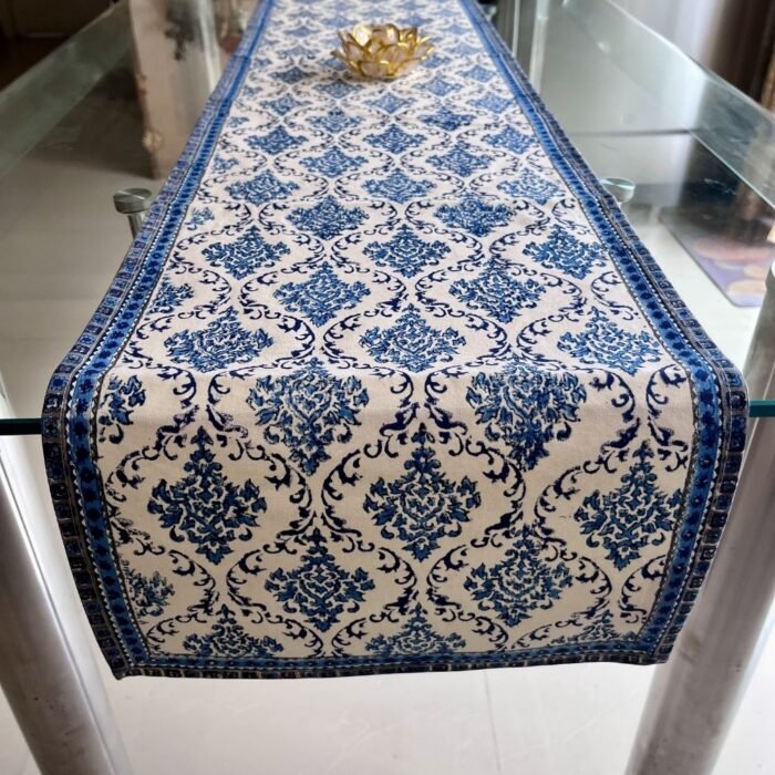 Neel Darbar Buti Hand Block Printed Cotton Table Runner - Image 4