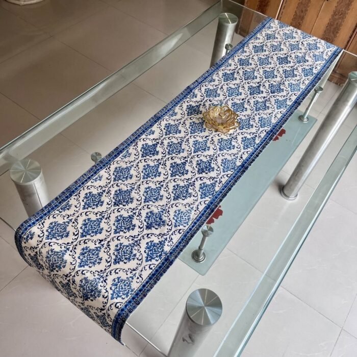 Neel Darbar Buti Hand Block Printed Cotton Table Runner - Image 2