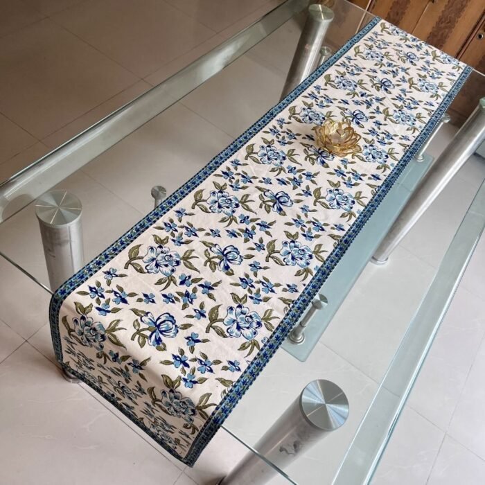 Neelkamal Vatika Hand Block Printed Cotton Table Runner - Image 4