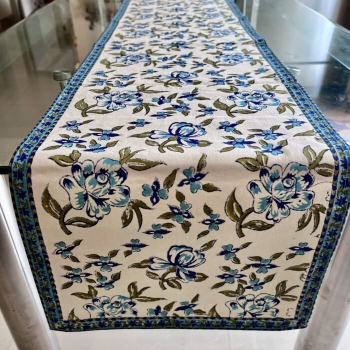 Neelkamal Vatika Hand Block Printed Cotton Table Runner - Image 3