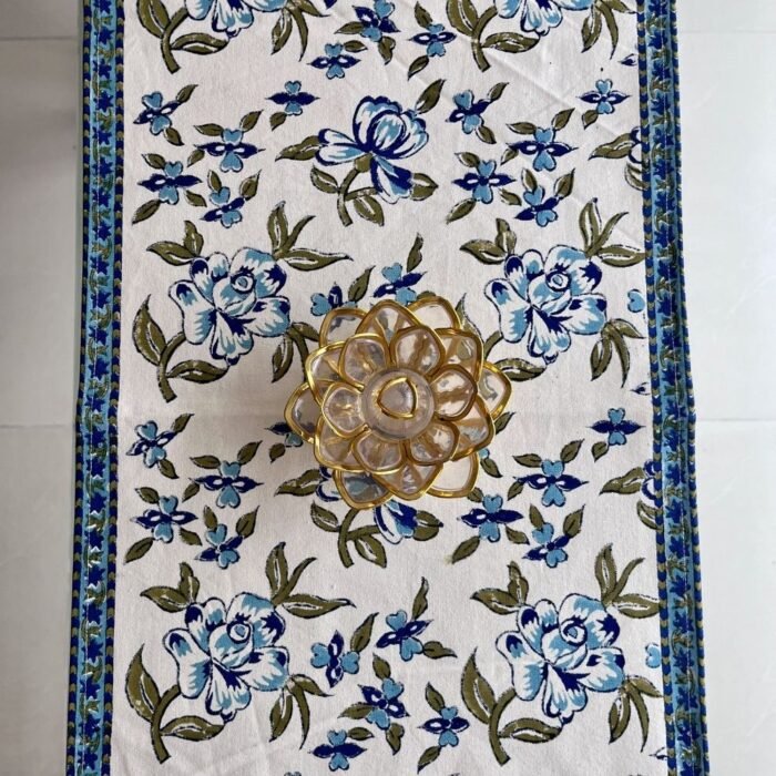 Neelkamal Vatika Hand Block Printed Cotton Table Runner - Image 2