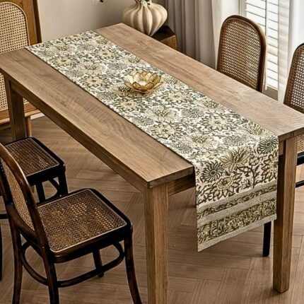 Panna Gulistan Hand Block Printed Cotton Table Runner