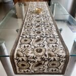 Rajbari Sunehri Buta Hand Block Printed Cotton Table Runner - Image 3
