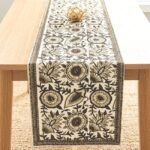 Rajbari Sunehri Buta Hand Block Printed Cotton Table Runner - Image 3