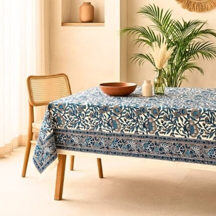 Blue lake Block Print Table Cover