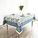 Indigo Jaali Block Print Table Cover - Image 2