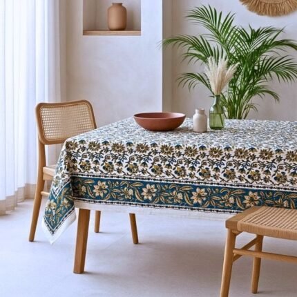 Mehr-e-Neel Block Print Table Cover
