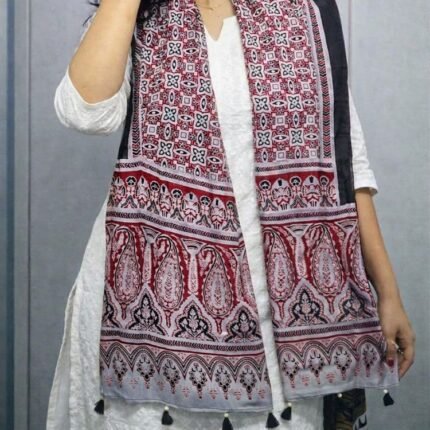 Aabroo Ajrakh Modal Silk Stole