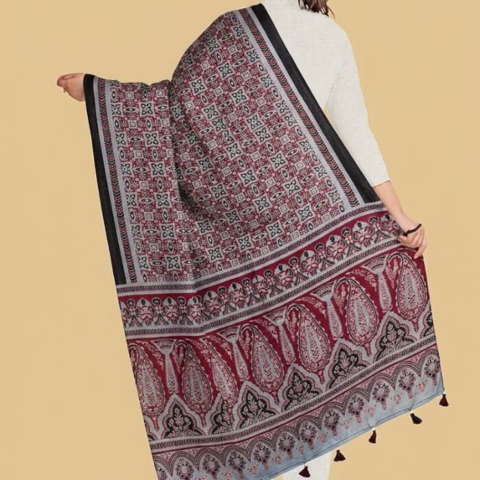 Aabroo Ajrakh Modal Silk Stole - Image 3