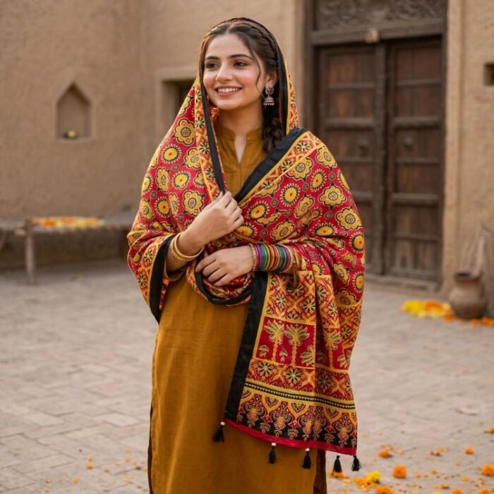 Anokhi Ajrakh Modal Silk Stole - Image 5