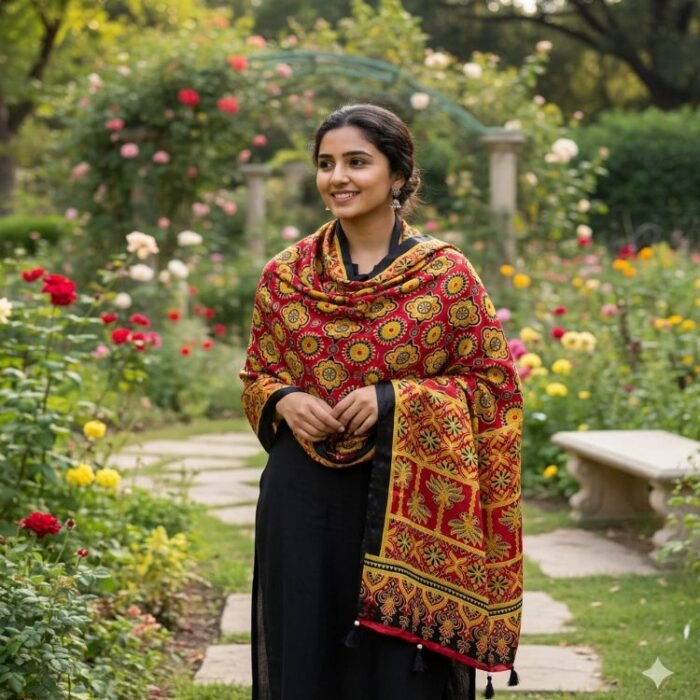 Anokhi Ajrakh Modal Silk Stole - Image 4