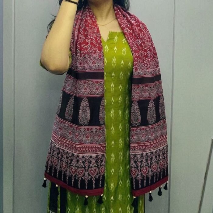 Bagh-e-Rajasthan Ajrakh Modal Silk Stole - Image 7