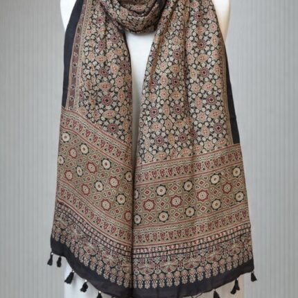 Desert Bloom Ajrakh Modal Silk Stole
