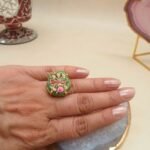 Floral Heritage Agate Meenakari Ring