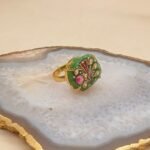 Floral Heritage Agate Meenakari Ring - Image 2