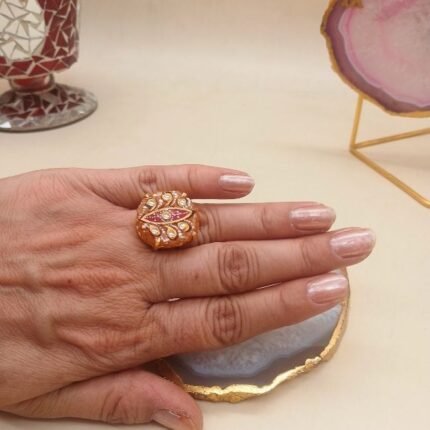Gulbahar Agate Meenakari Ring