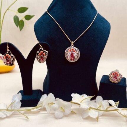 Gulistan Agate Meenakari Agate Jewelry Set