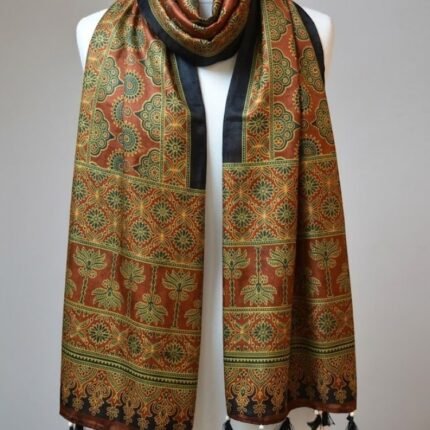 Gulnaar Ajrakh Modal Silk Stole