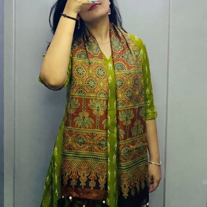 Gulnaar Ajrakh Modal Silk Stole - Image 3