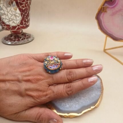 Gulnaar Agate Meenakari Ring