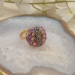 Heritage Bloom Agate Meenakari Ring - Image 2