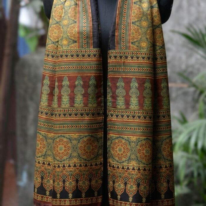 Heritage Hues Ajrakh Modal Silk Stole - Image 2